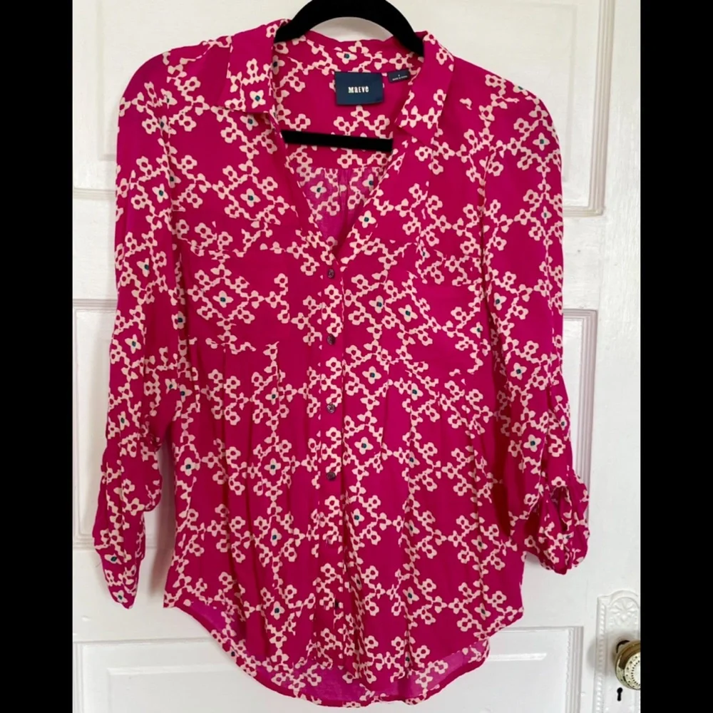 Anthropologie Maeve Pink and White Blouse - Picture 3 of 6
